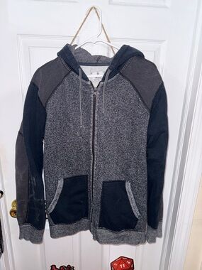 Reigning Champ Gray and Black Zip-Up Hooded Sweater